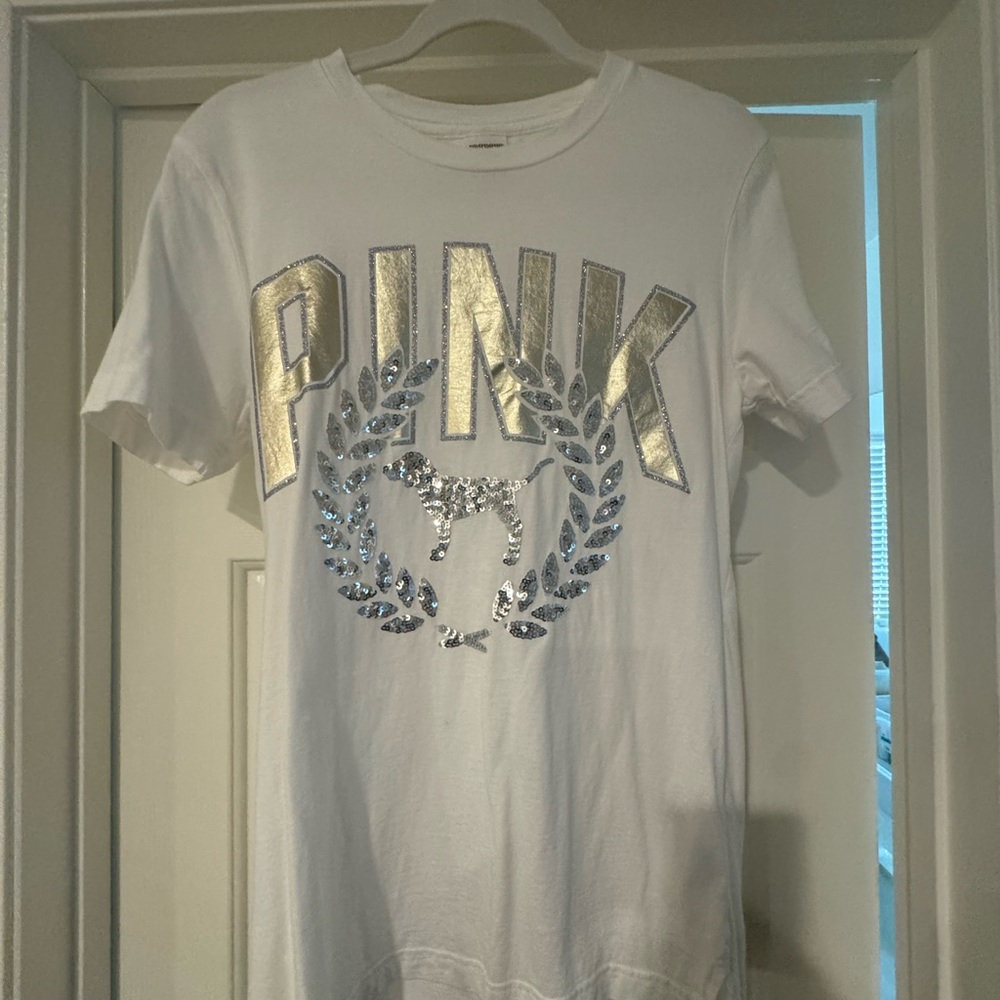 Bling PINK Victoria's Secret White and Silver Kids T-Shirt